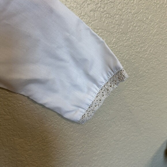 Periwinkle Parasol White Brown Long Sleeve Dress 4T Smocking Lace Tie Back - Picture 4 of 7